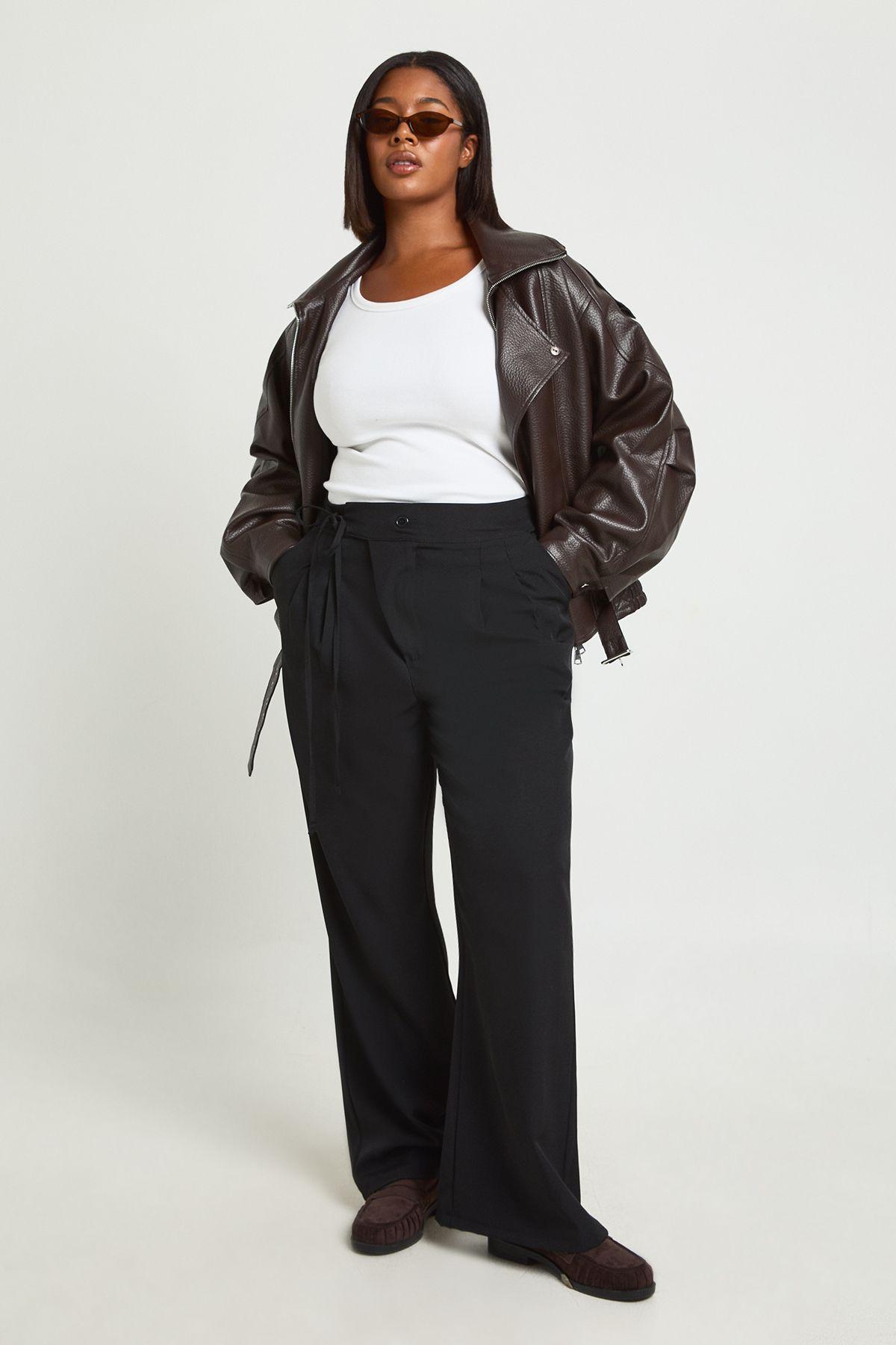 Plus Wrap Over Waist Tailored Trouser by BOOHOO