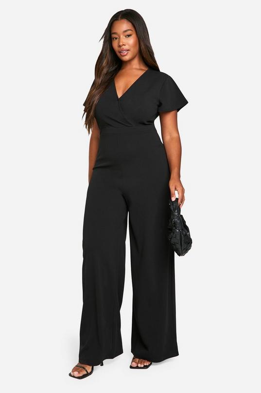 Plus Wrap Over Wide Leg Jumpsuit by BOOHOO