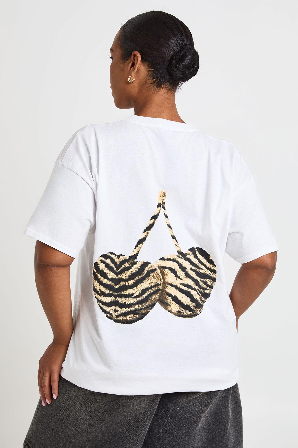 Plus Zebra Cherry Printed T Shirt by BOOHOO