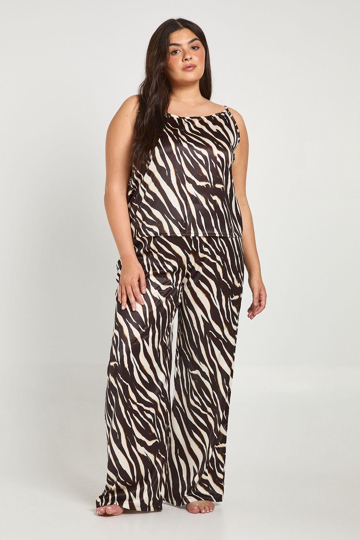 Plus Zebra Print Cami And Trouser Pyjama Set by BOOHOO