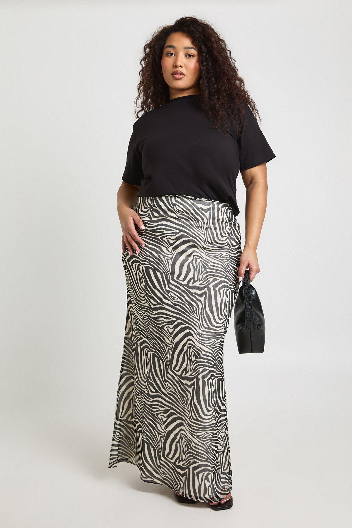 Plus Zebra Print Chiffon Maxi Skirt by BOOHOO