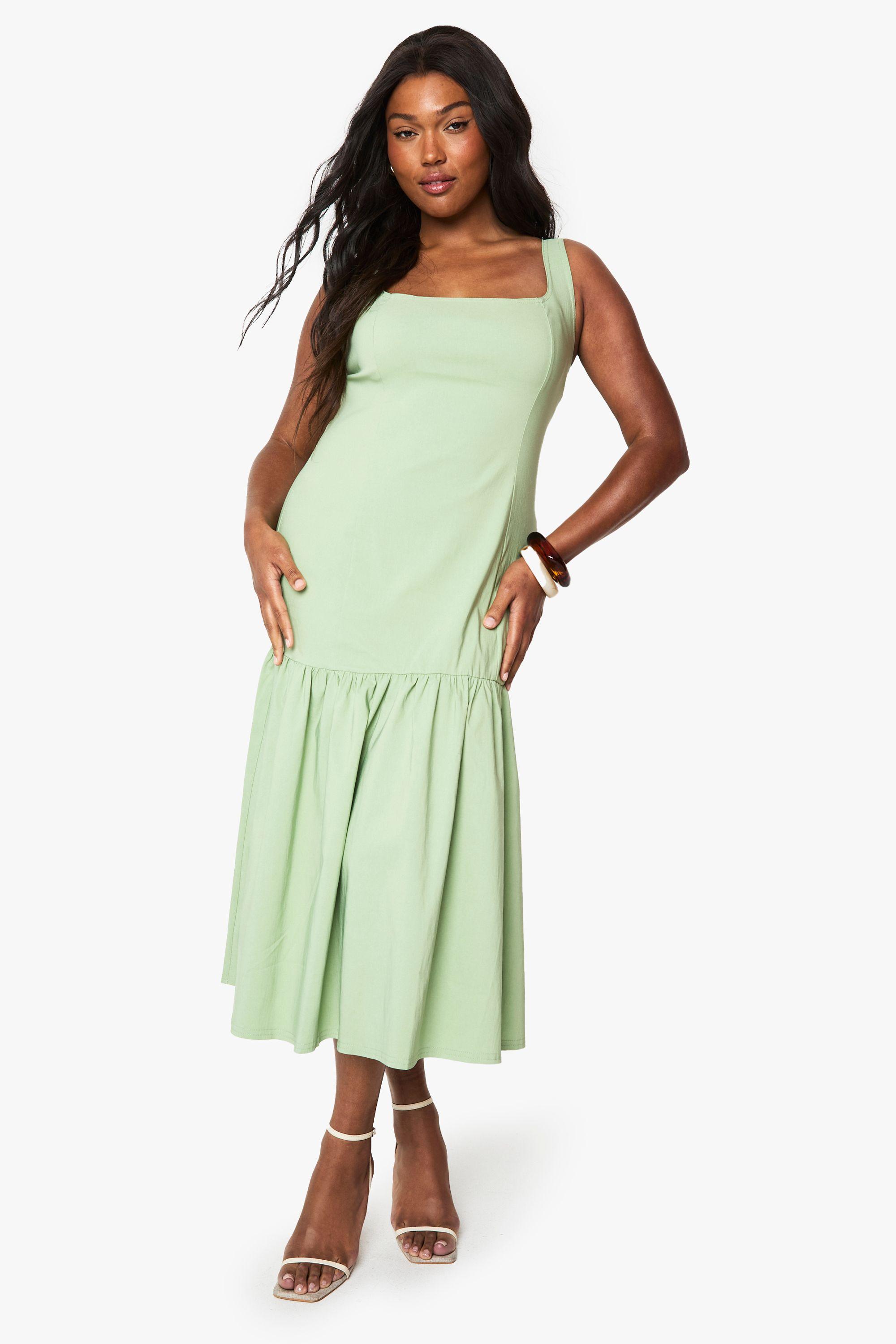 Plus drop hem midaxi skater dress by BOOHOO