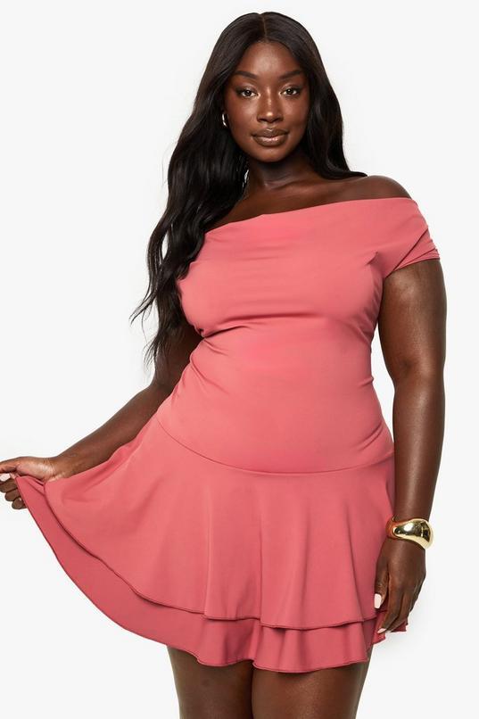 Plus premium double layer skater dress by BOOHOO