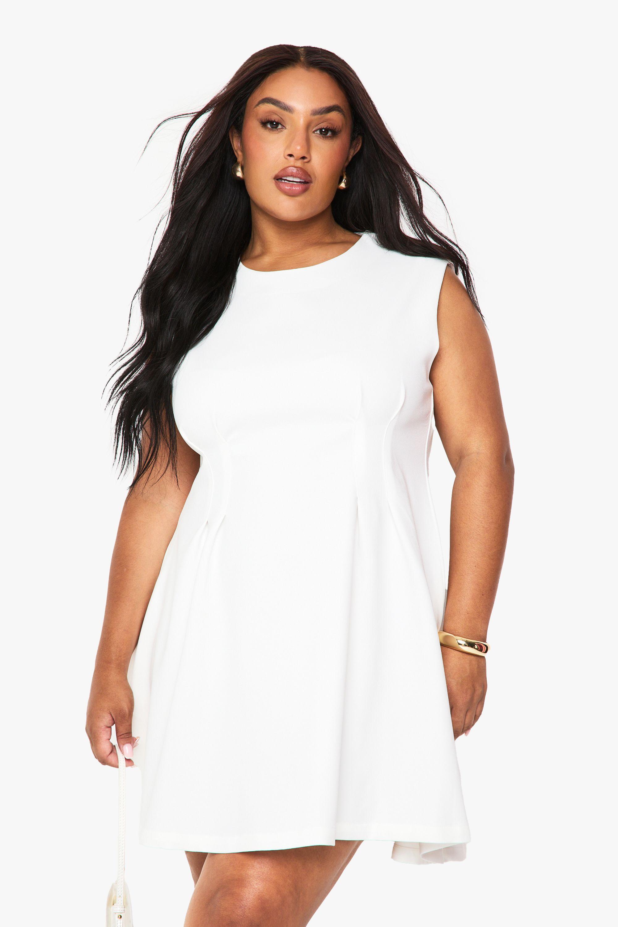 Plus structured pleated shift dress by BOOHOO