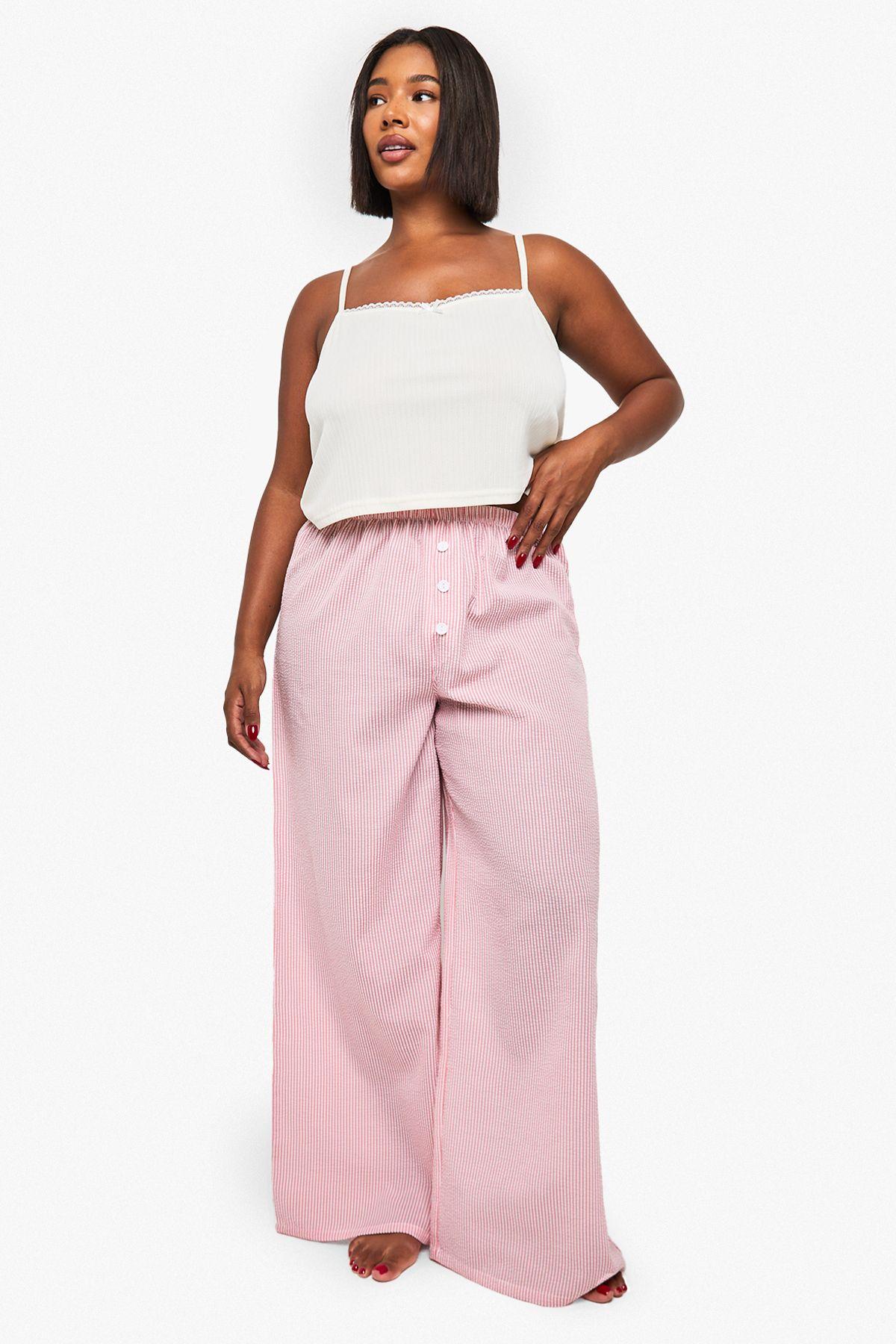 Pointelle Vest and Wide Leg Trouser PJ Set by BOOHOO