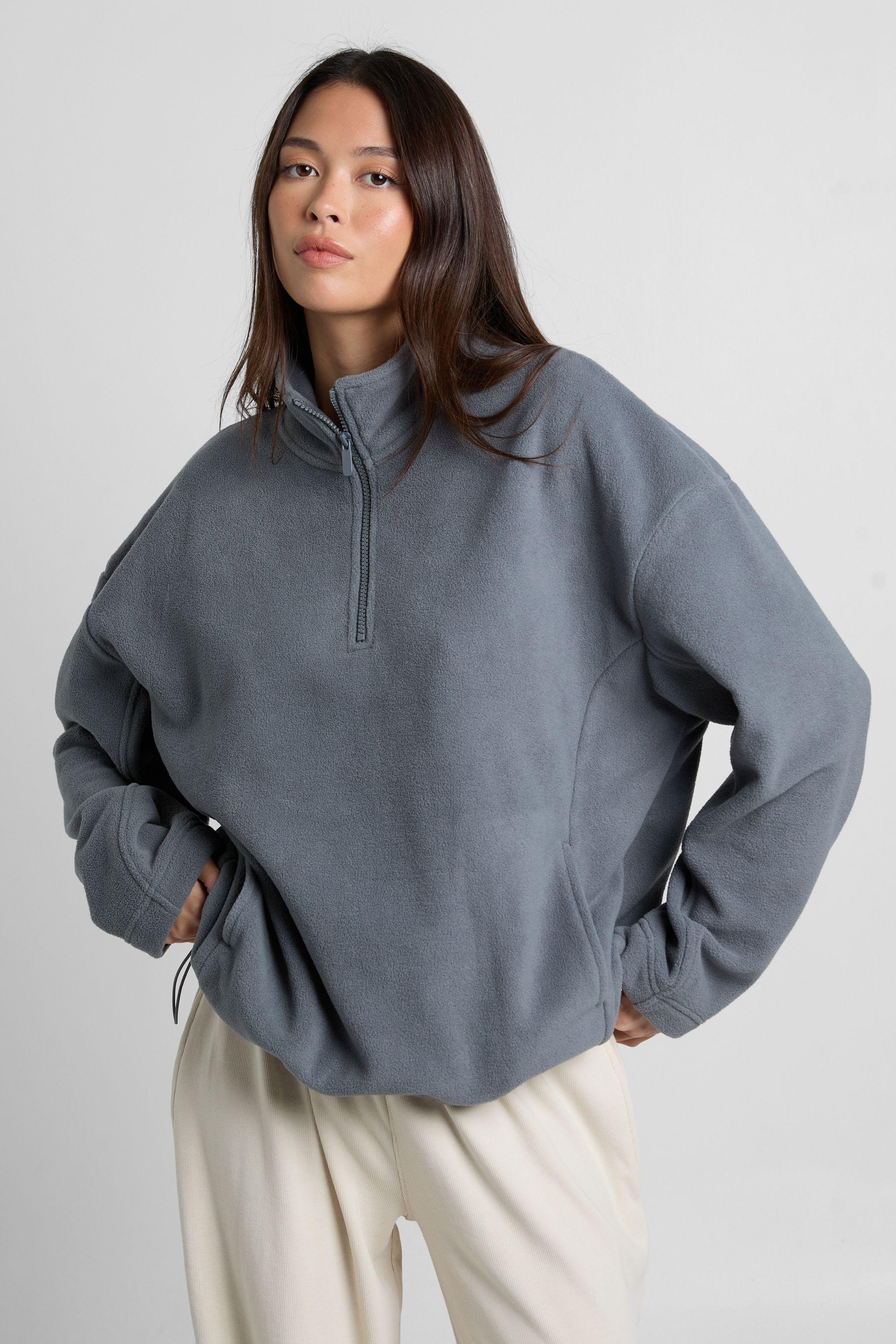 Polar Fleece Half Zip Funnel Neck Sweatshirt by BOOHOO Polar Fleece Half Zip Funnel Neck Sweatshirt by BOOHOO