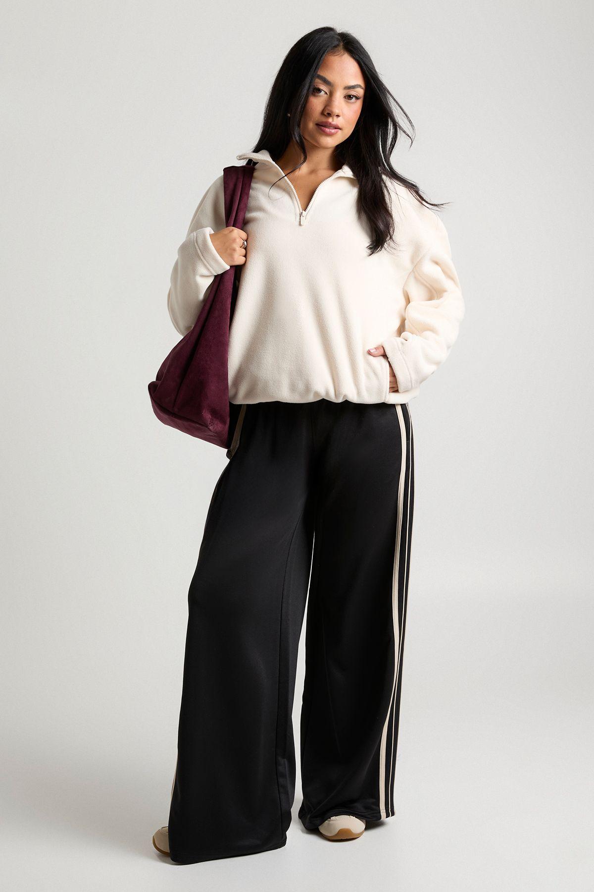 Polar Fleece Half Zip Funnel Neck Sweatshirt by BOOHOO