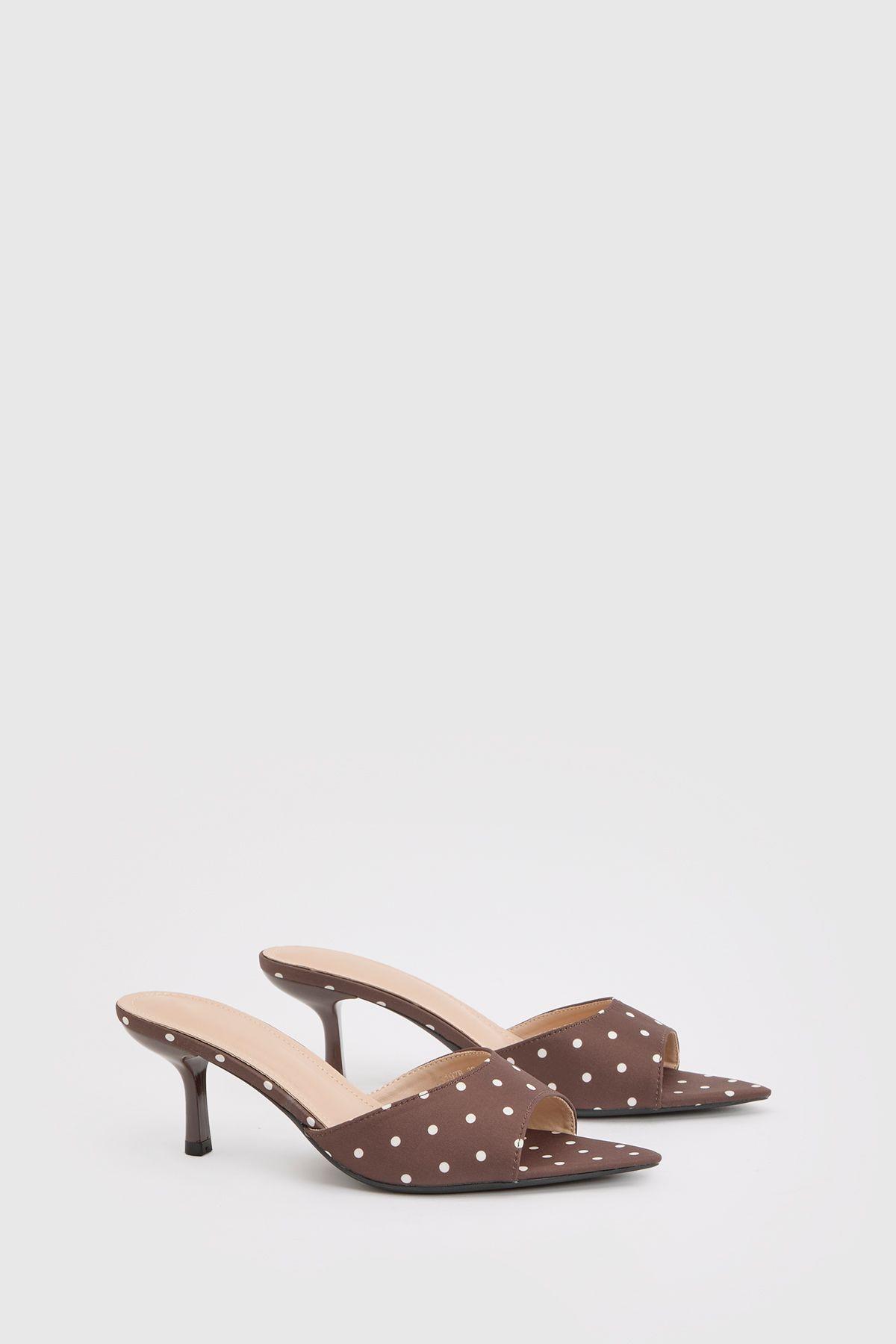 Polka Dot Pointed Toe Heeled Mules by BOOHOO