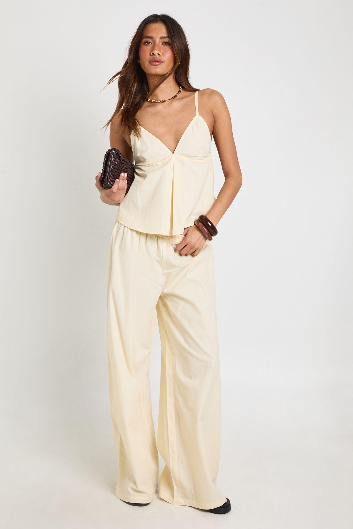 Poplin Cami and Wide Leg Trouser Set by BOOHOO