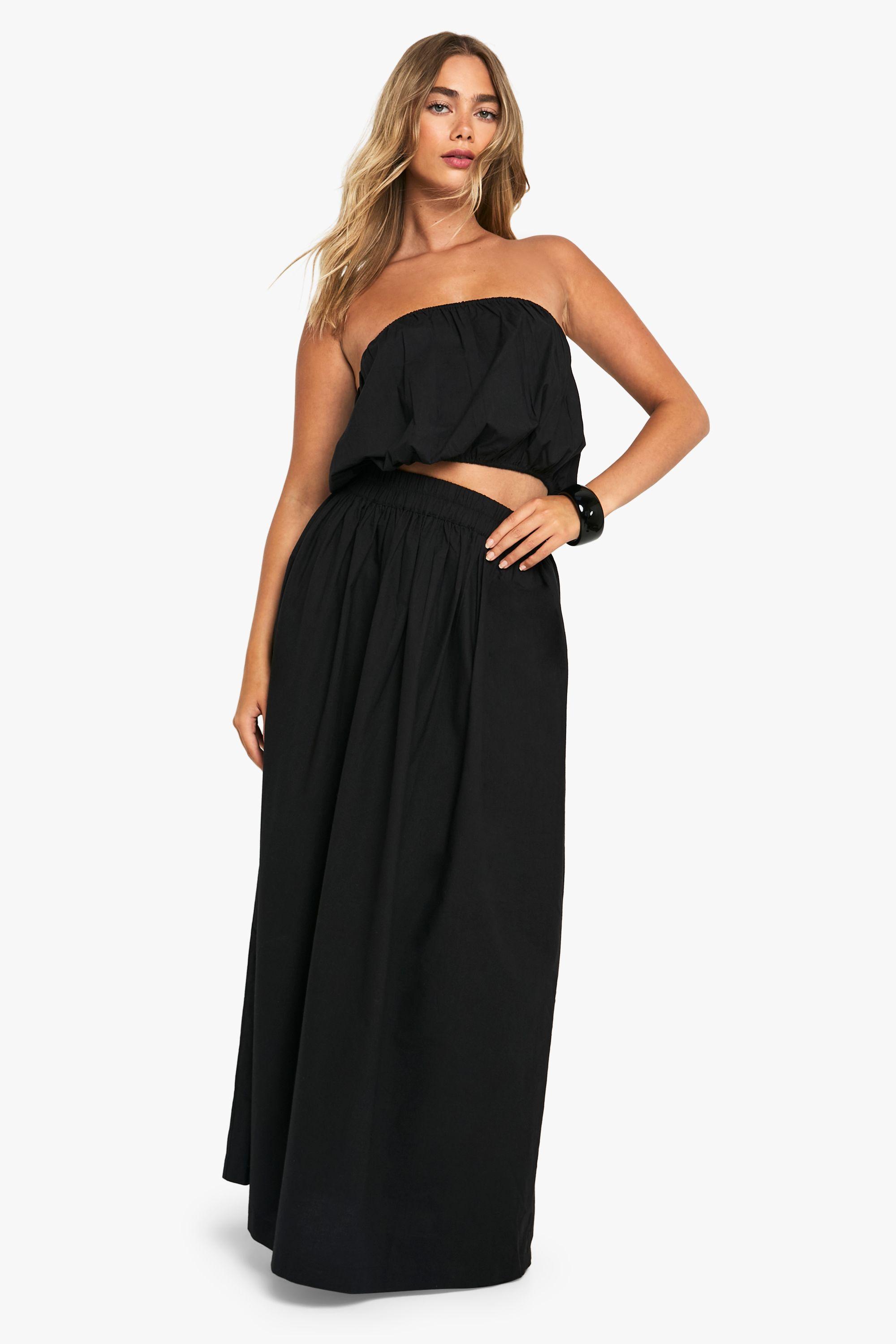 Poplin Crop Bralette & Maxi Skirt Co-Ord by BOOHOO