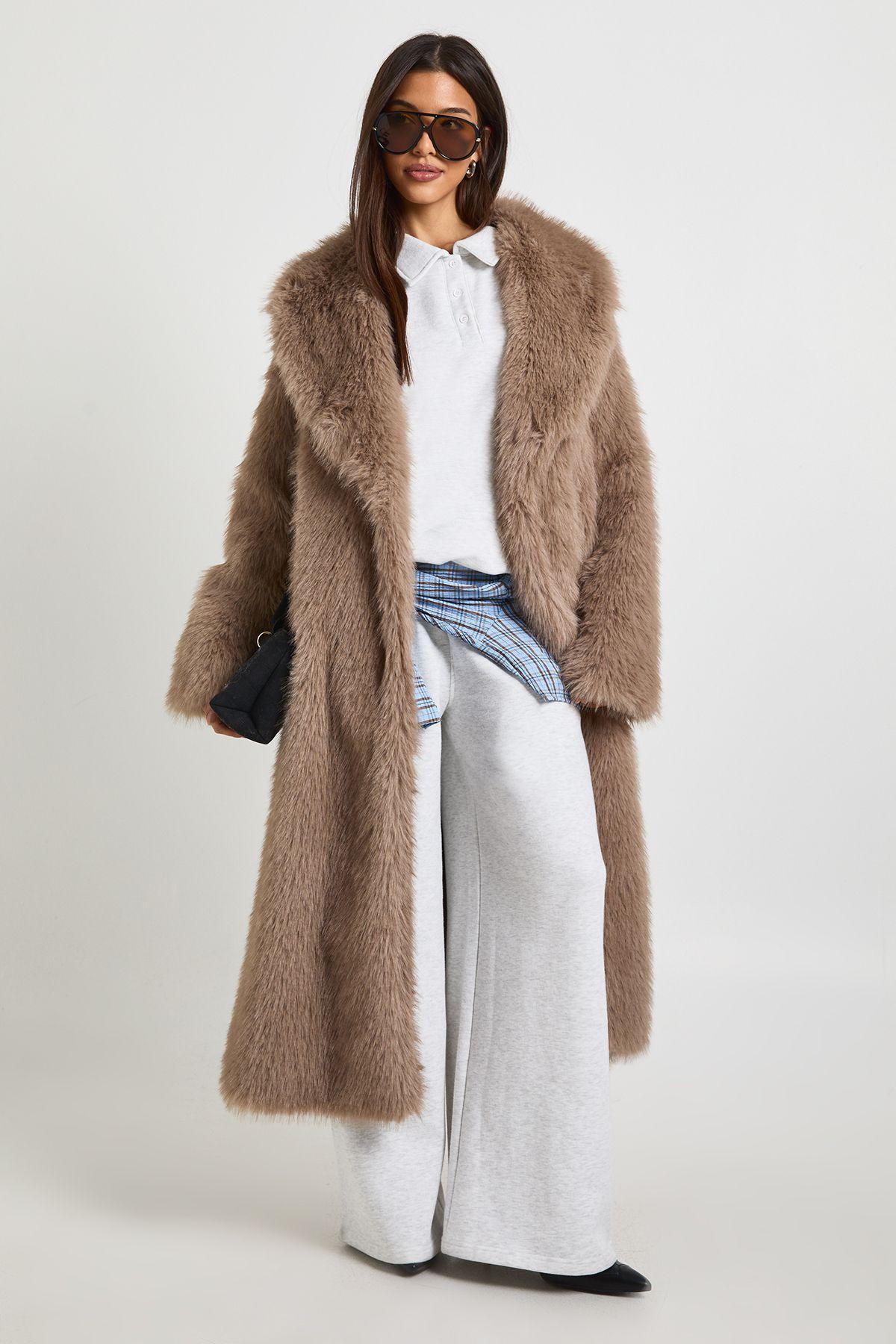 Premium Collard Faux Fur Maxi Coat by BOOHOO