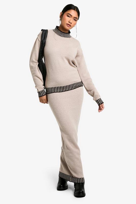 Premium Contrast Trim Jumper And Maxi Skirt Knitted Co-ord by BOOHOO