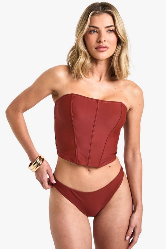 Premium Corset Detail Tankini Bikini Top by BOOHOO