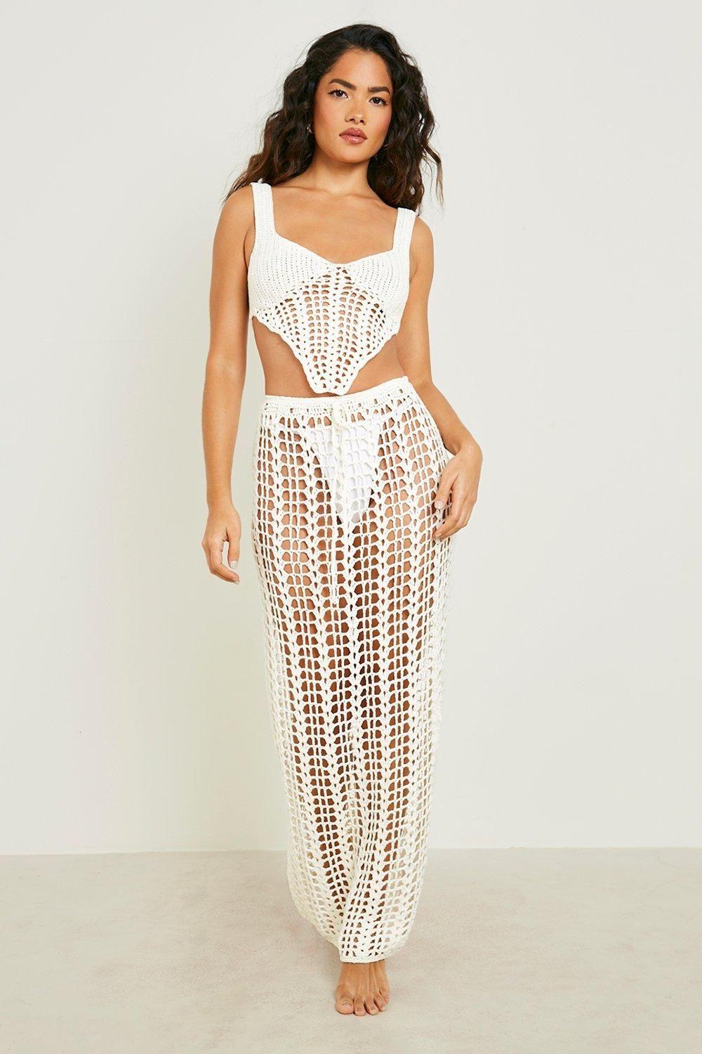 Premium Crochet Lace Back Corset And Maxi Skirt Set by BOOHOO