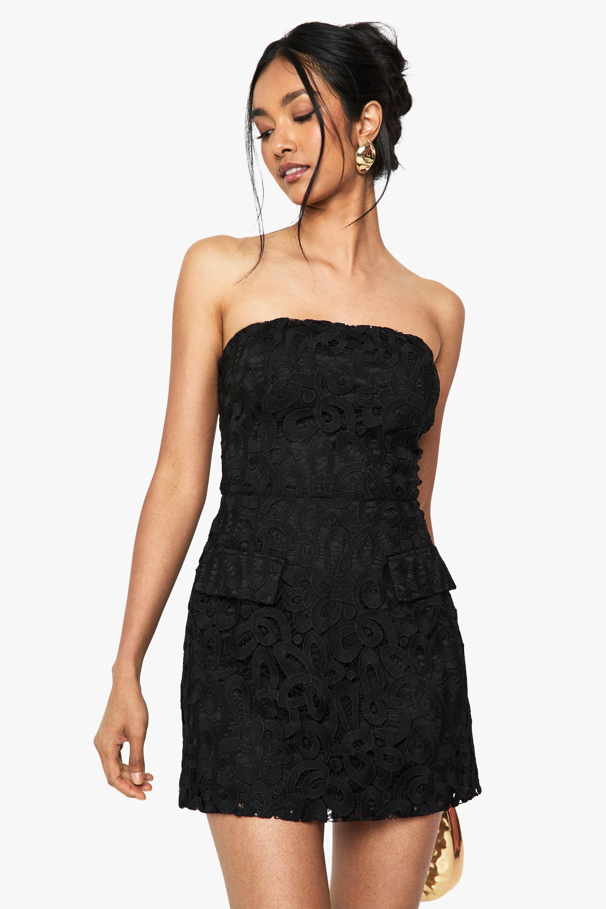 Premium Lace Bandeau Mini Dress by BOOHOO