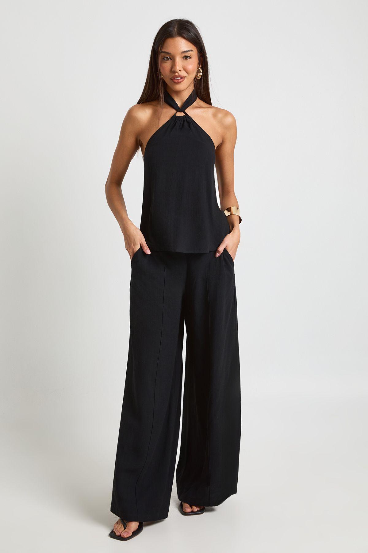 Premium Linen Tailored Trouser by BOOHOO