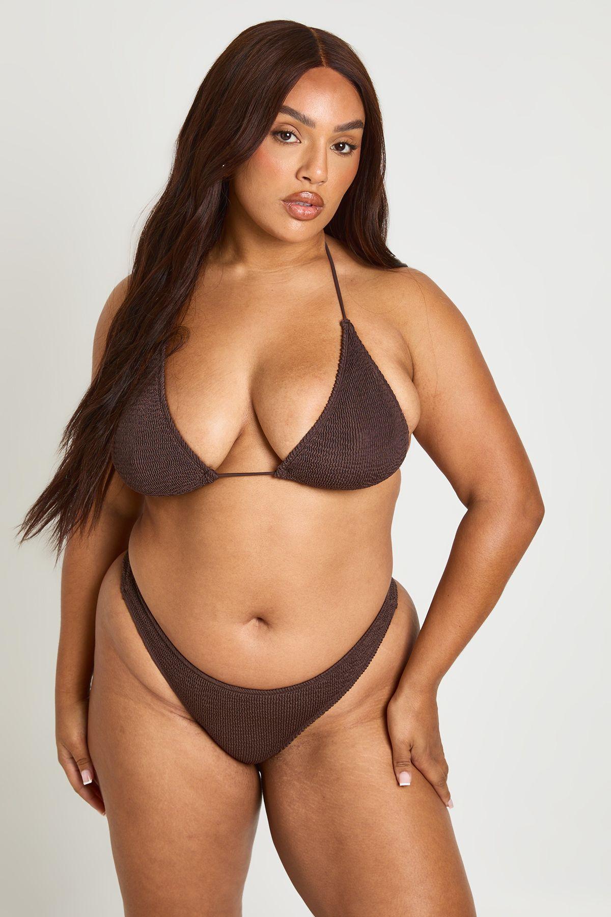 Premium One Size Fits All Crinkle Solid Brief Bikini Bottom by BOOHOO