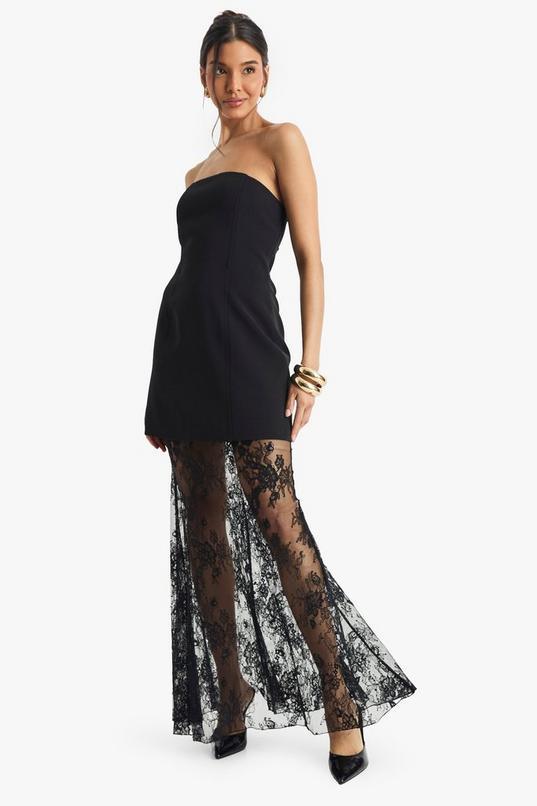 Premium Structured Lace Maxi Dress by BOOHOO