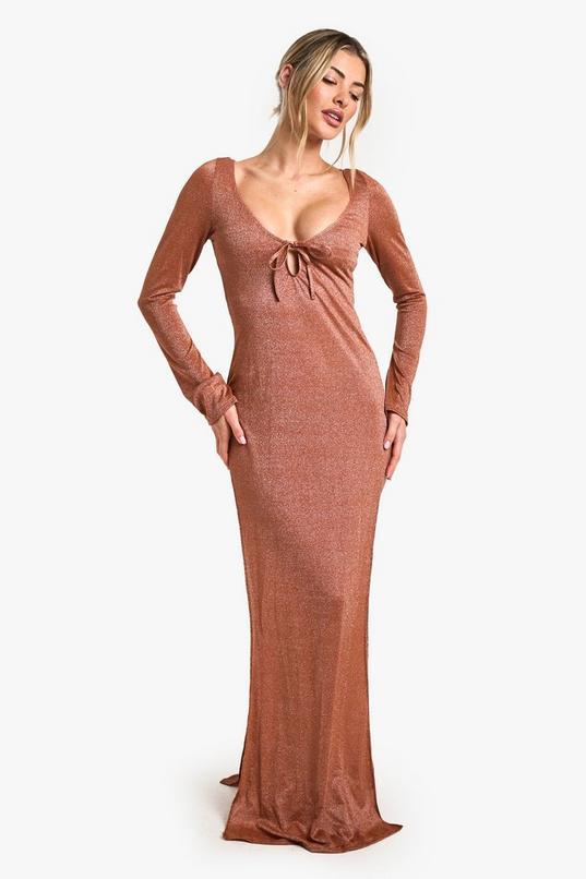 Premium Swim Glitter Long Sleeve Maxi Beach Dress by BOOHOO