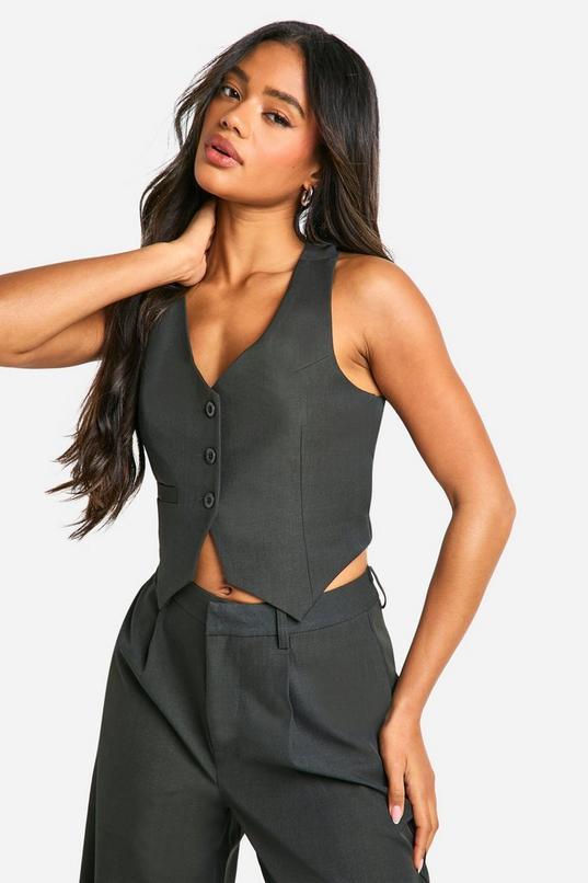 Premium Woven Cross Back Detail Waistcoat by BOOHOO