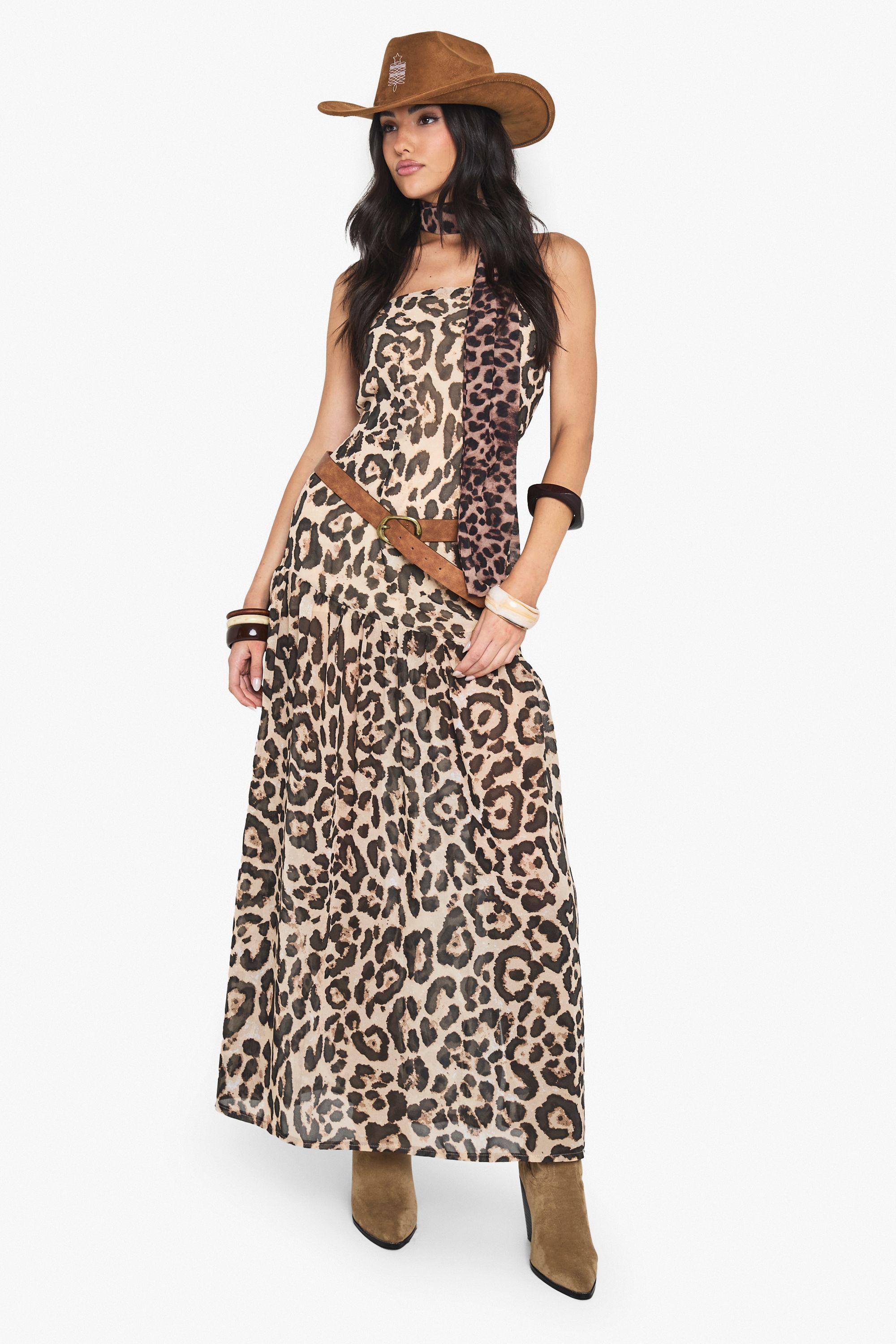 Printed Chiffon  Bandeau Maxi Dress by BOOHOO