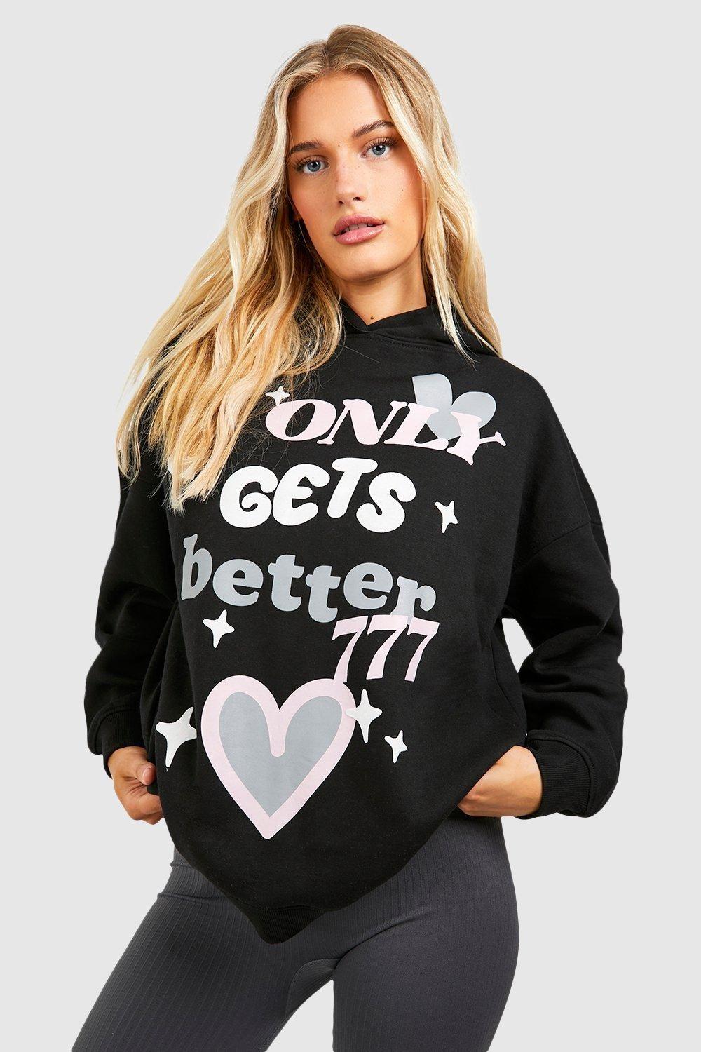 Puff Print Slogan Oversized Hoodie by BOOHOO