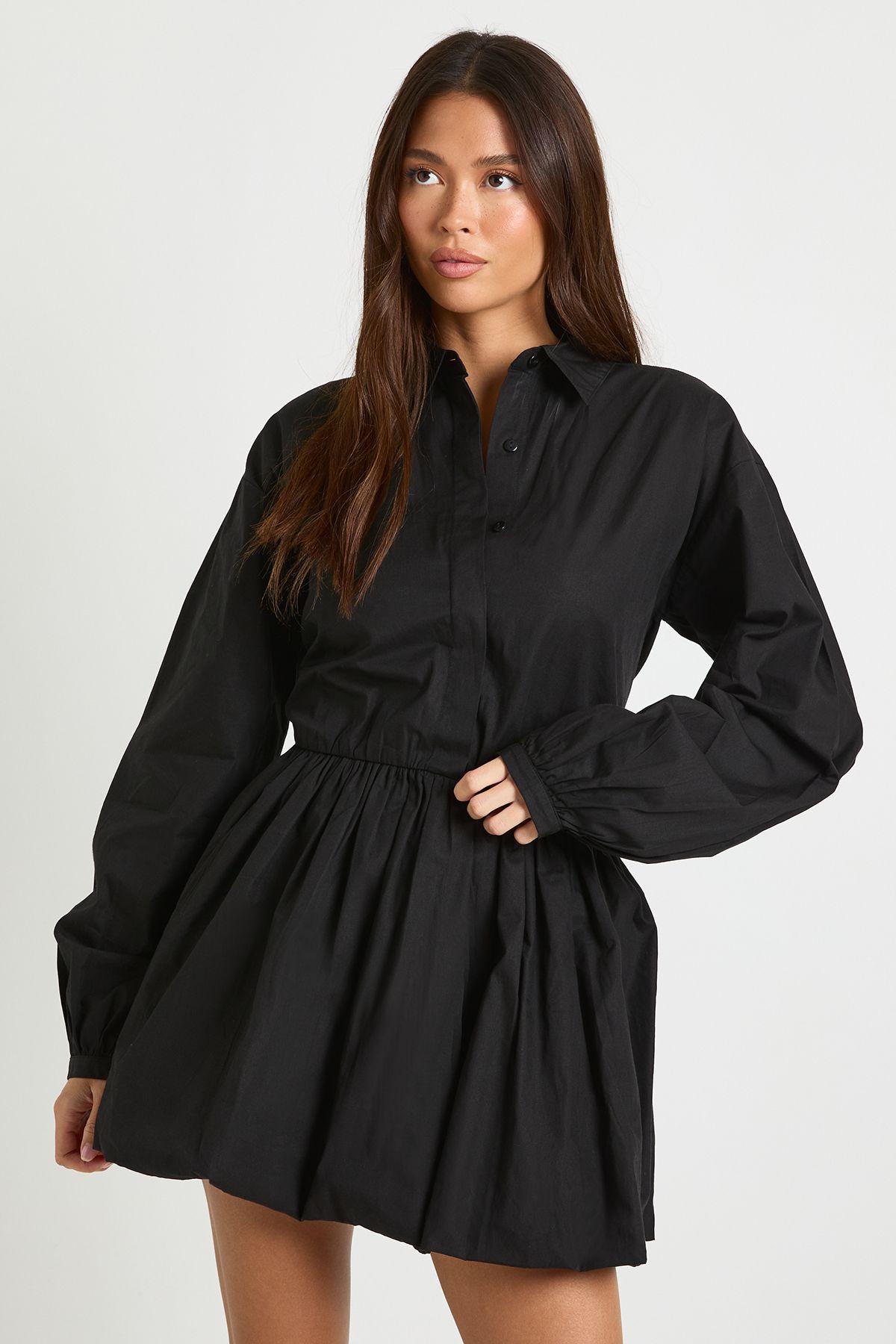 Puffball Shirt Dress by BOOHOO