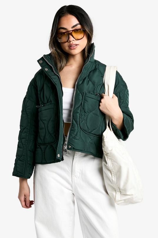 Quilt Detail Padded Jacket by BOOHOO