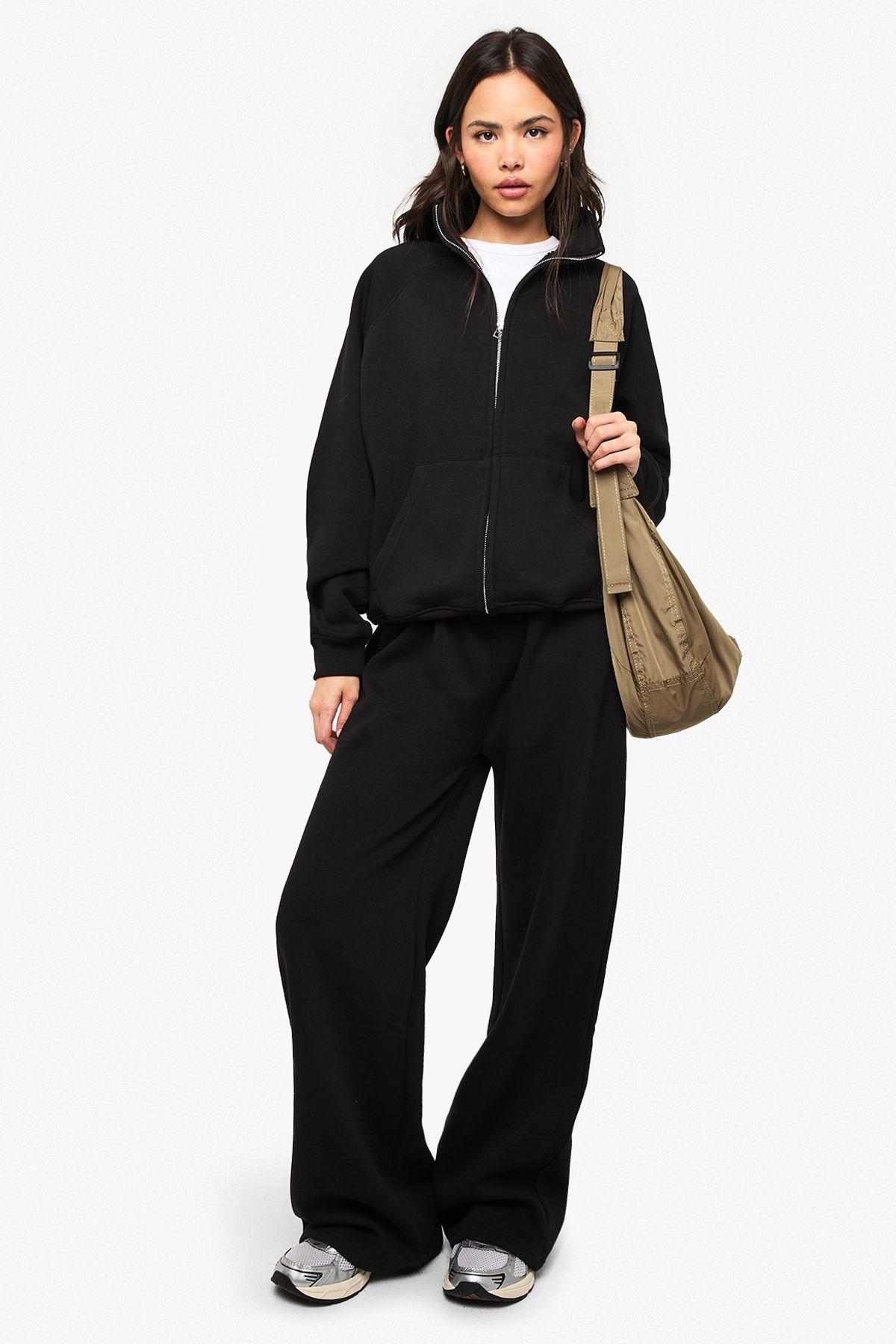 Raglan Seam Funnel Neck Bomber Zip Through Tracksuit by BOOHOO