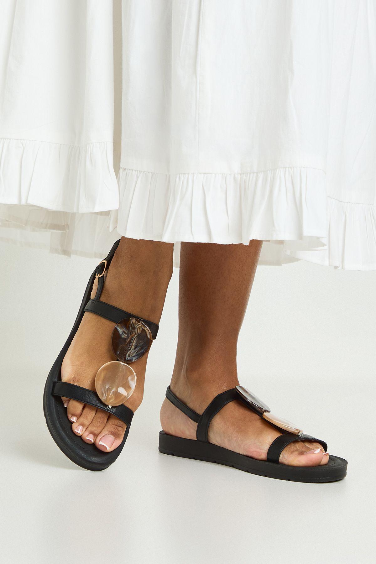 Resin Trim Detail Strappy Sandals by BOOHOO