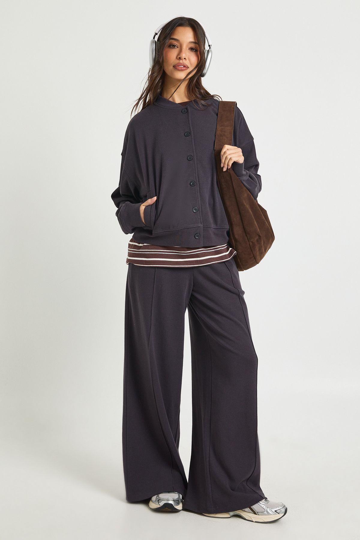 Rib Cardigan Tracksuit by BOOHOO