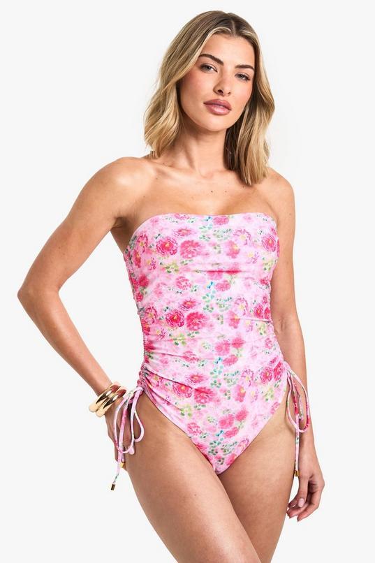 Ruched Bandeau Swimsuit by BOOHOO