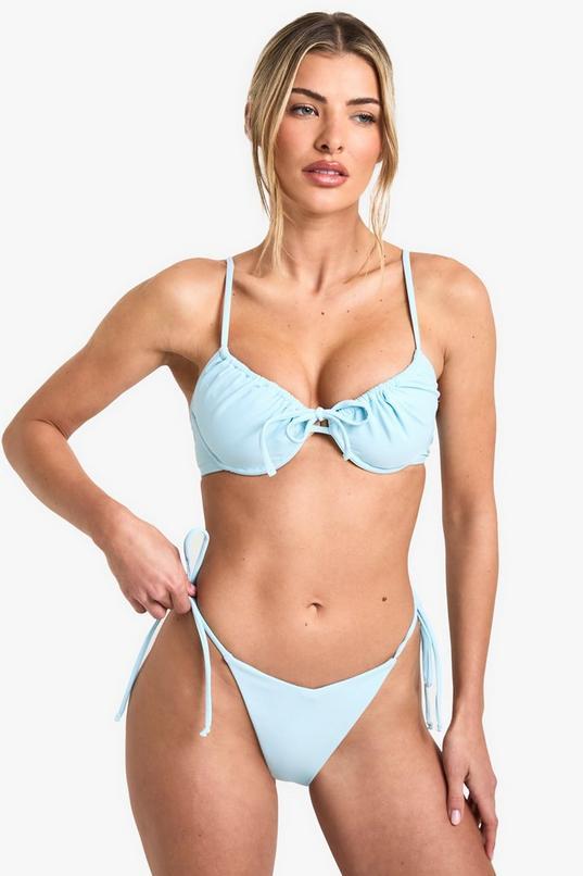 Ruched Bum Tie Side Bikini Bottom by BOOHOO