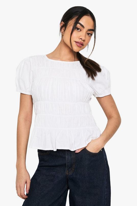 Ruched Poplin T-Shirt by BOOHOO