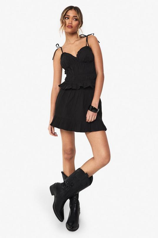 Ruffle Hem Poplin Mini Skirt by BOOHOO