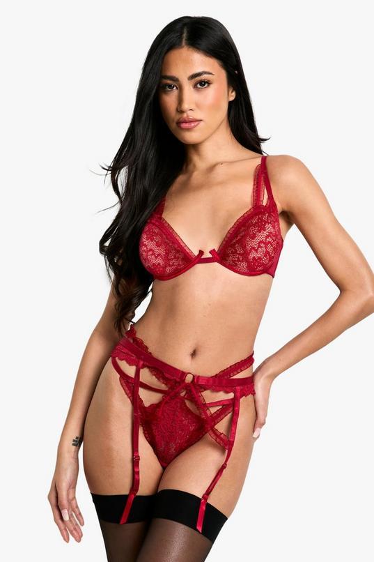 Ruffle Trim Underwire Plunge Bra by BOOHOO
