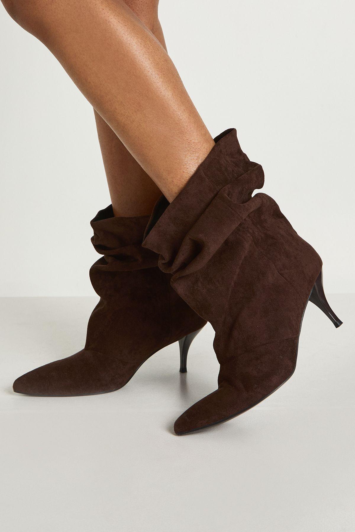 Ruffled Slouchy Ankle Boots by BOOHOO