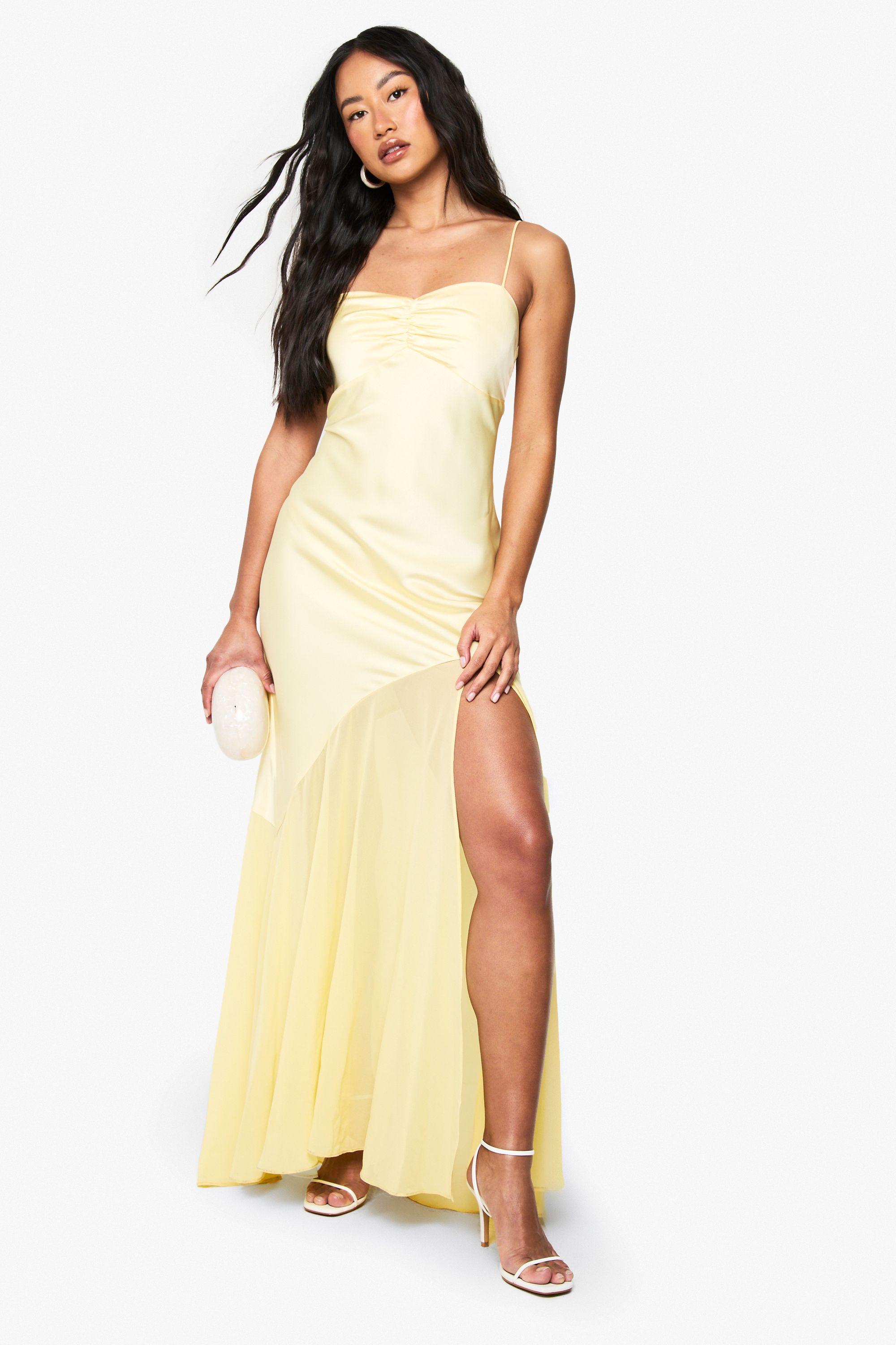 Satin And Chiffon Mix Maxi Dress by BOOHOO