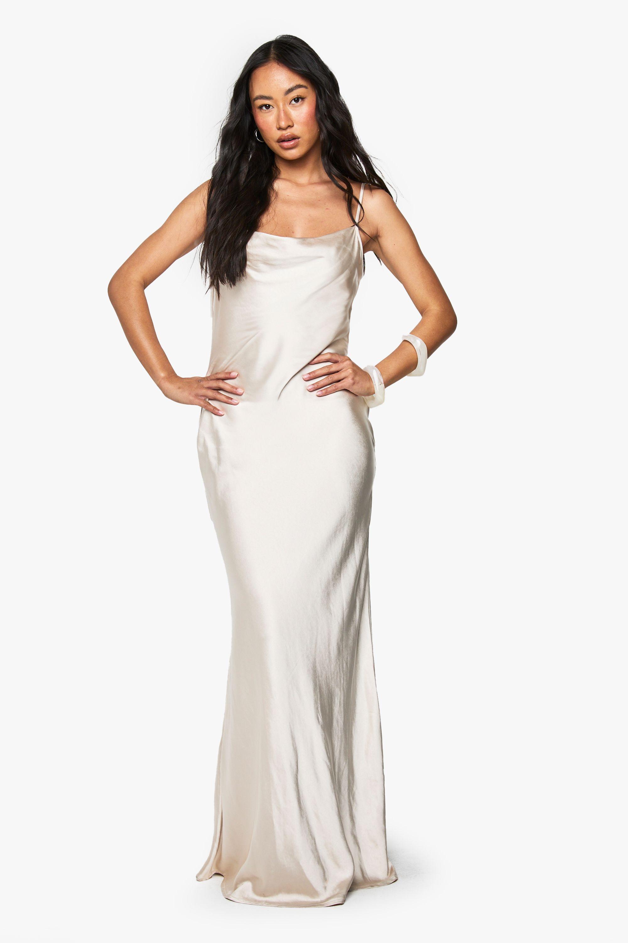Satin Cowl Neck Maxi Dress by BOOHOO