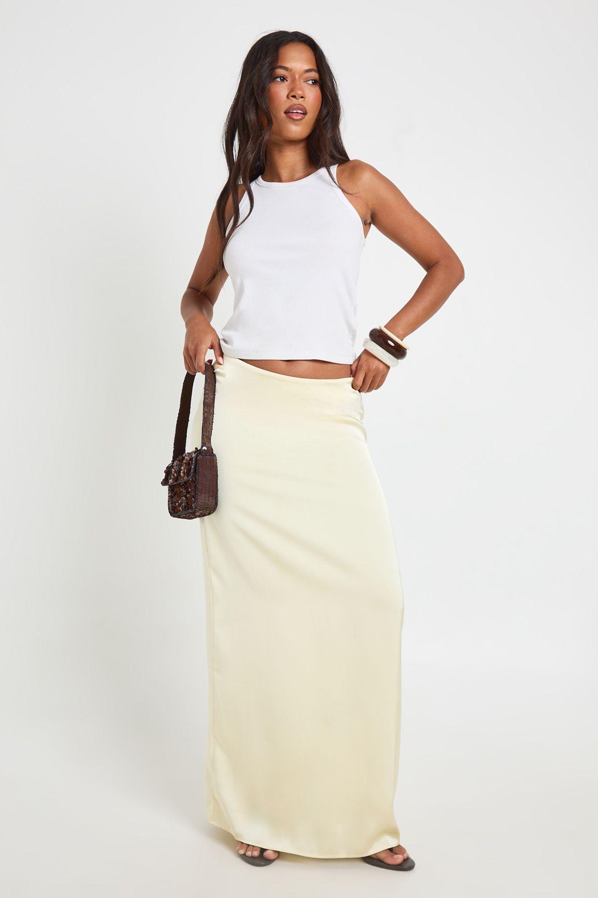 Satin Fishtail Maxi Skirt by BOOHOO