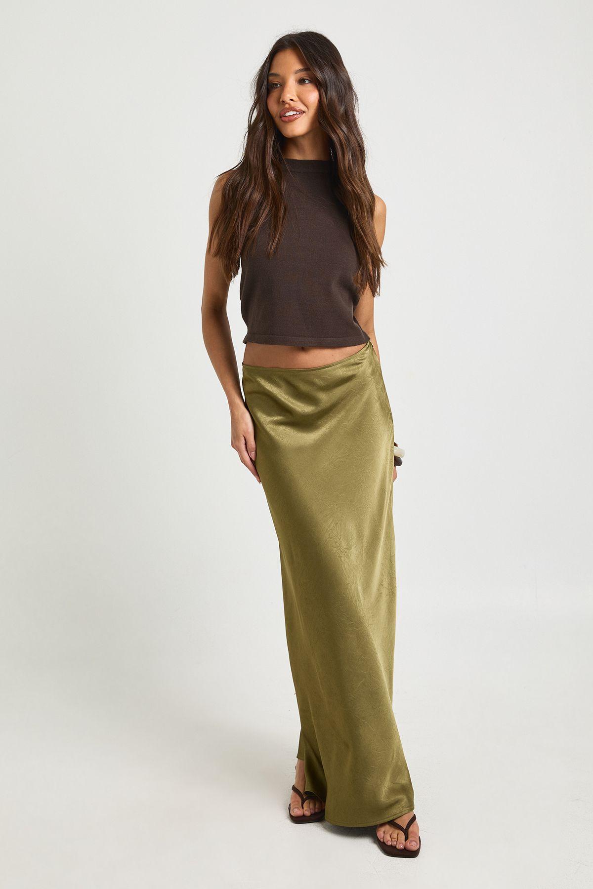 Satin Maxi Skirt by BOOHOO
