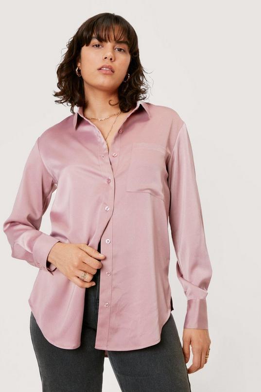 Satin Oversized Shirt by BOOHOO