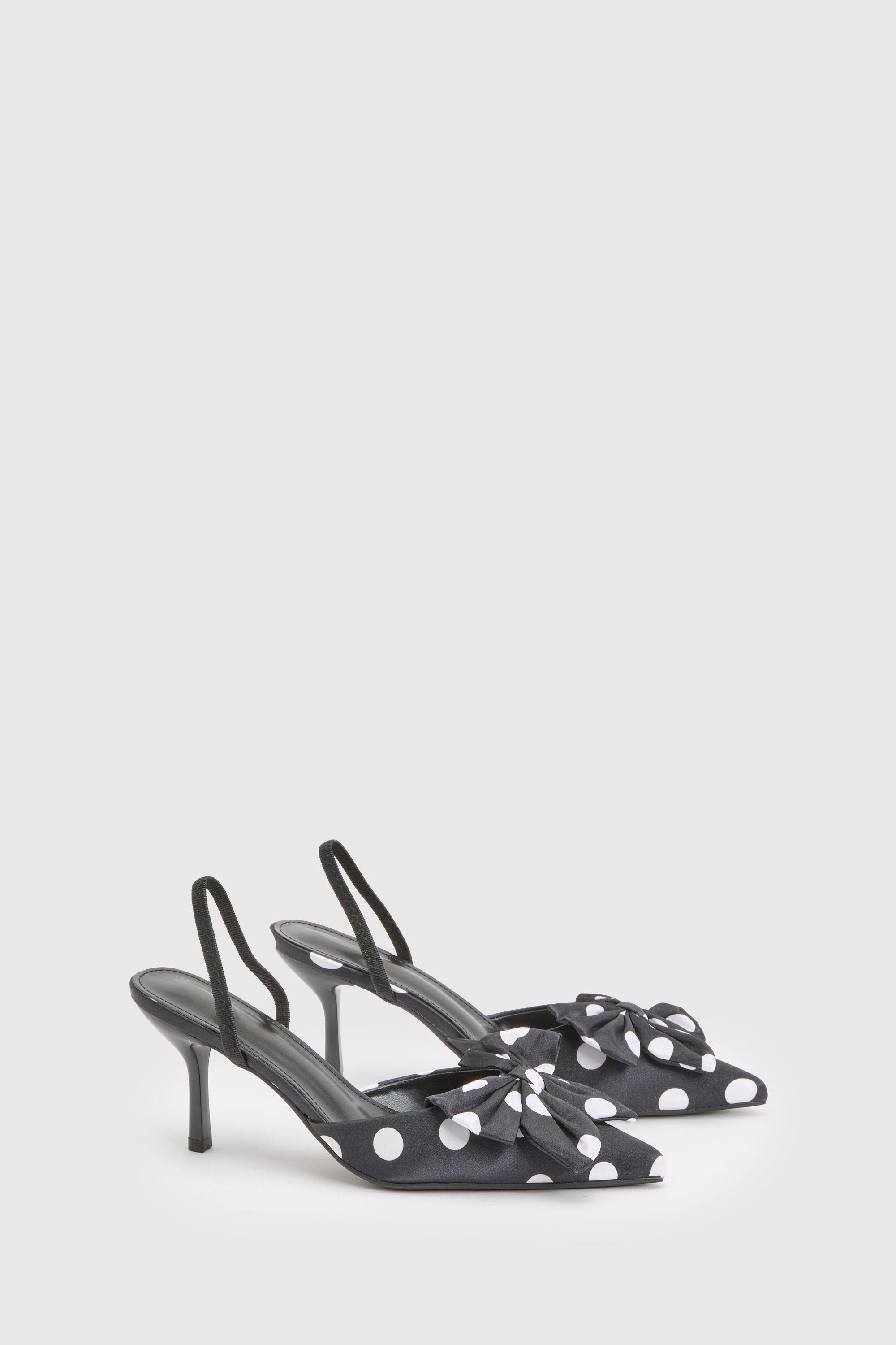 Satin Polka Dot Slingback Court Shoes by BOOHOO