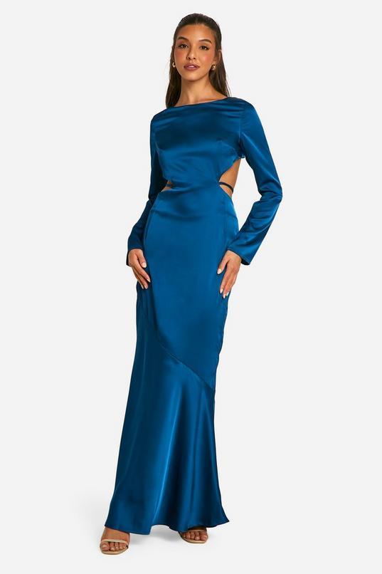 Satin Tie Back Maxi Dress by BOOHOO
