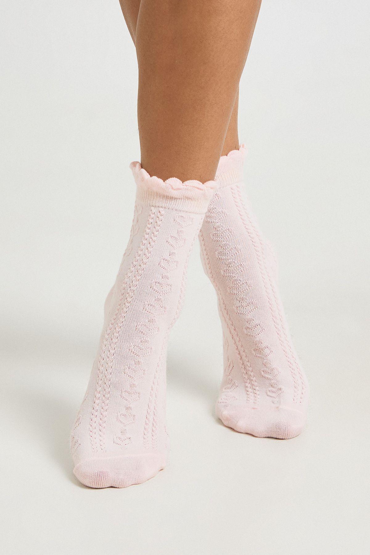 Scallop Edge Openwork Knitted Socks by BOOHOO