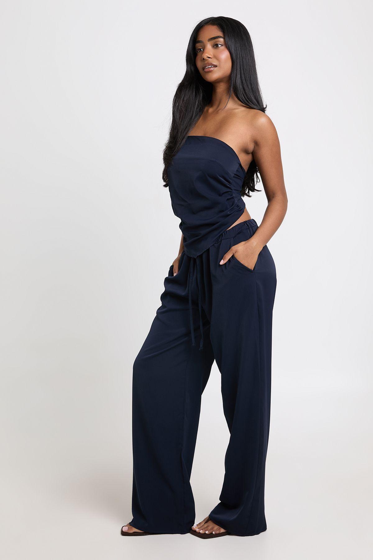Scarf Top And Wide leg Trouser Co Ord by BOOHOO