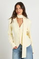 Scarf V-Neck Fitted Blazer by BOOHOO