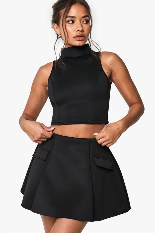 Scuba Pocket Detail A Line Skirt by BOOHOO