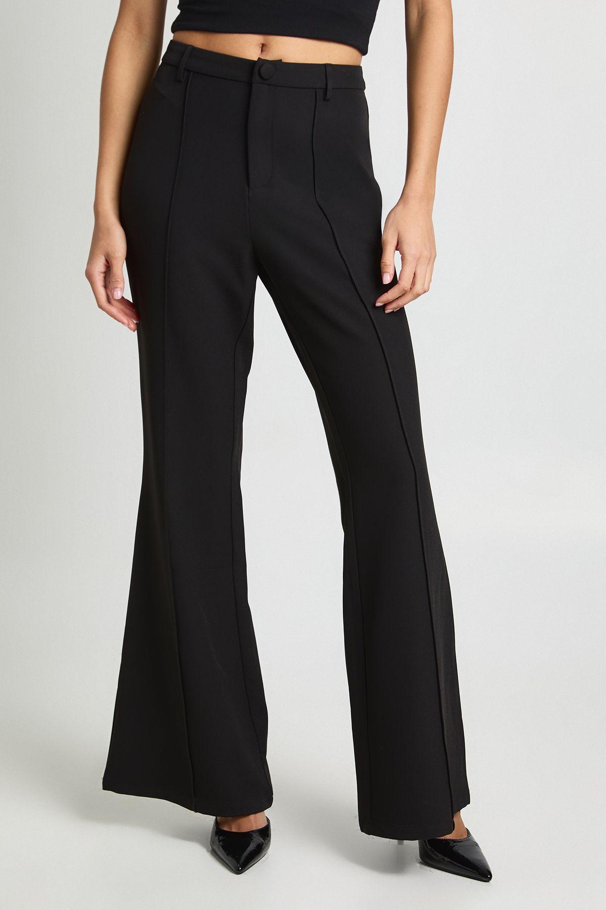 Seam Detail Flare Leg Trousers by BOOHOO Seam Detail Flare Leg Trousers by BOOHOO
