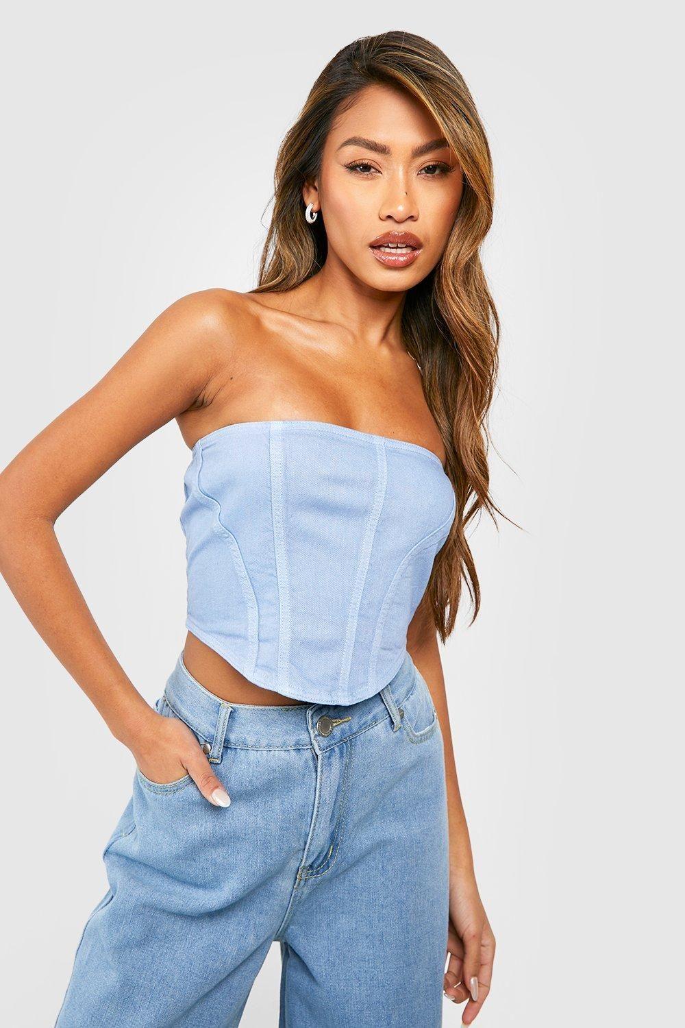 Seam Detail Longline Corset Top by BOOHOO
